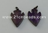 NGP6455 22*28mm - 25*35mm arrowhead amethyst gemstone pendants