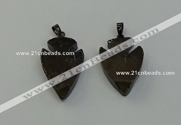 NGP6458 22*28mm - 25*35mm arrowhead smoky quartz pendants