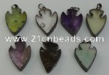 NGP6468 22*28mm - 25*35mm arrowhead mixed gemstone pendants