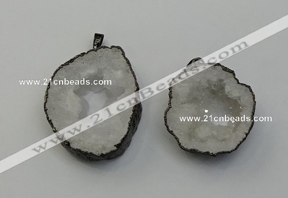 NGP6480 30*35mm - 35*45mm freeform druzy agate gemstone pendants