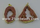 NGP6502 30*40mm - 35*45mm freeform plated druzy agate pendants