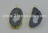 NGP6504 30*40mm - 35*45mm freeform plated druzy agate pendants