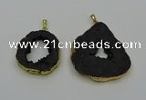 NGP6507 30*40mm - 35*45mm freeform plated druzy agate pendants