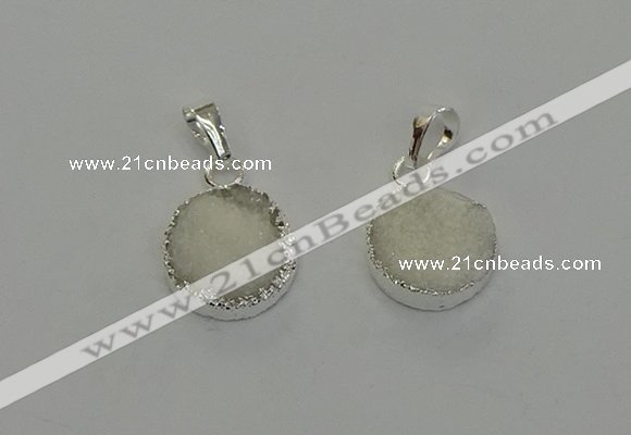 NGP6508 15mm - 16mm coin druzy agate pendants wholesale