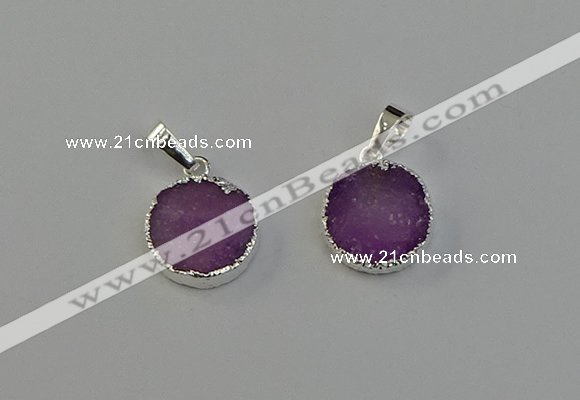 NGP6510 15mm - 16mm coin druzy agate pendants wholesale