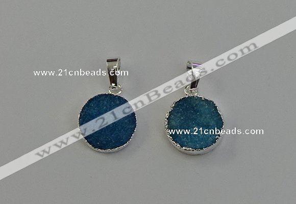 NGP6513 15mm - 16mm coin druzy agate pendants wholesale