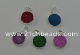 NGP6516 15mm - 16mm coin druzy agate pendants wholesale