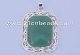 NGP652 5pcs 38*40mm rectangle brass with green aventurine pendants