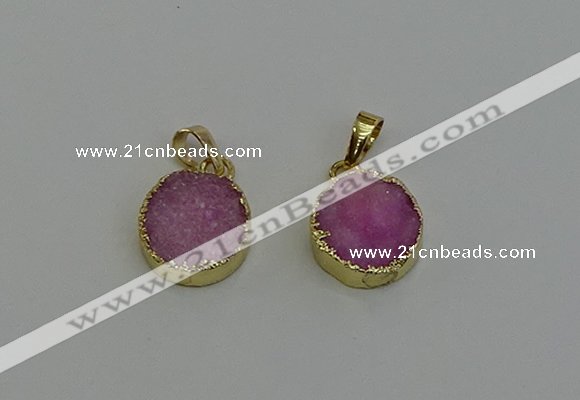 NGP6521 15mm - 16mm coin druzy agate pendants wholesale