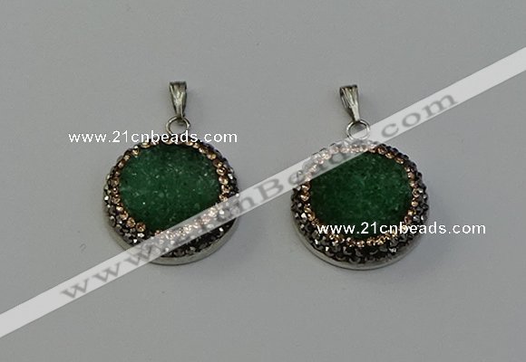 NGP6544 20mm - 22mm coin druzy agate gemstone pendants wholesale