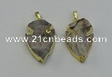 NGP6552 25*35mm - 26*40mm arrowhead druzy agate pendants