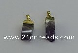 NGP6557 10*20mm - 11*30mm sticks druzy amethyst pendants