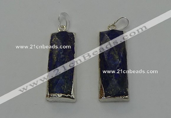 NGP6566 14*30mm - 15*38mm faceted rectangle lapis lazuli pendants