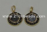 NGP6584 22mm - 22mm coin plated druzy agate gemstone pendants