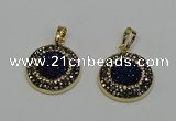NGP6586 22mm - 22mm coin plated druzy agate gemstone pendants