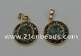 NGP6587 22mm - 22mm coin plated druzy agate gemstone pendants