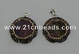 NGP6594 28mm - 30mm flower plated druzy agate gemstone pendants