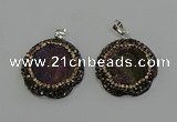 NGP6594 28mm - 30mm flower plated druzy agate gemstone pendants