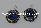 NGP6595 28mm - 30mm flower plated druzy agate gemstone pendants