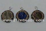 NGP6598 28mm - 30mm flower plated druzy agate gemstone pendants