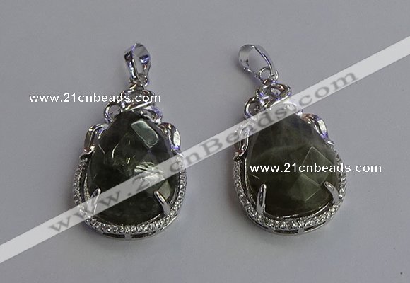 NGP6621 22*30mm faceted teardrop labradorite gemstone pendants