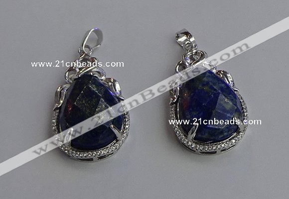 NGP6623 22*30mm faceted teardrop lapis lazuli gemstone pendants