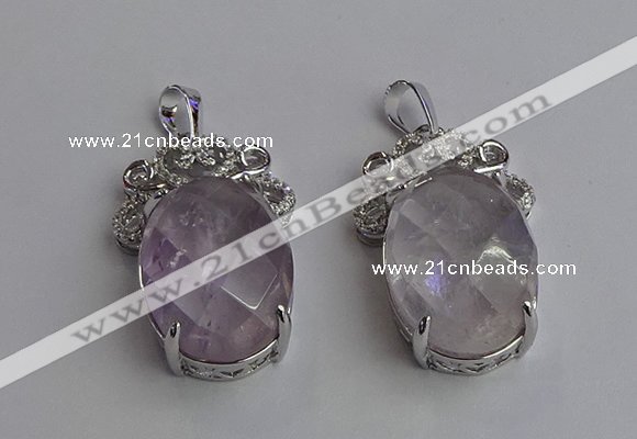 NGP6628 18*25mm faceted oval white crystal gemstone pendants