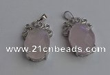 NGP6629 18*25mm faceted oval rose quartz gemstone pendants