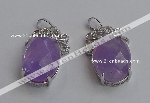 NGP6630 18*25mm faceted oval light amethyst gemstone pendants