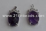 NGP6631 18*25mm faceted oval amethyst gemstone pendants