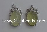 NGP6633 18*25mm faceted oval lemon quartz gemstone pendants