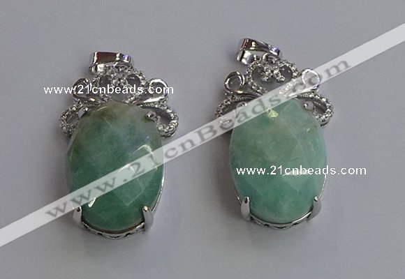 NGP6636 18*25mm faceted oval amazonite gemstone pendants