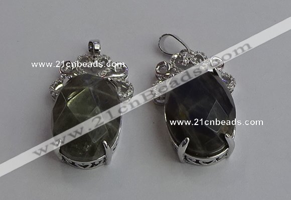 NGP6640 18*25mm faceted oval labradorite gemstone pendants