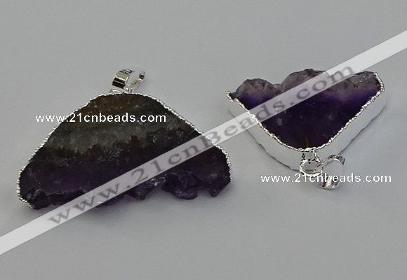 NGP6677 22*30mm - 25*35mm freeform druzy amethyst pendants