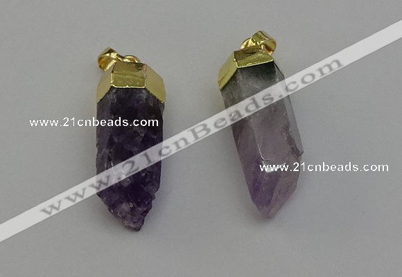 NGP6681 12*25mm - 12*30mm sticks druzy amethyst pendants