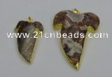 NGP6691 25*30mm - 30*40mm tooth agate gemstone pendants wholesale