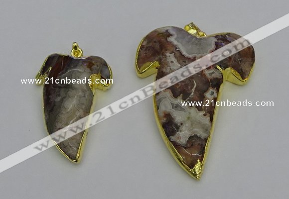 NGP6691 25*30mm - 30*40mm tooth agate gemstone pendants wholesale