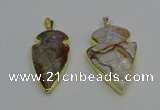 NGP6693 20*35mm - 30*45mm arrowhead agate gemstone pendants