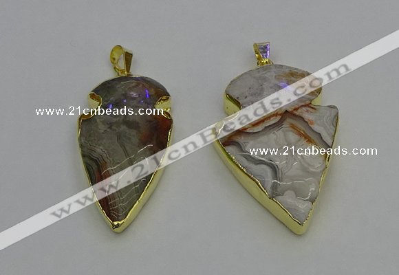 NGP6693 20*35mm - 30*45mm arrowhead agate gemstone pendants