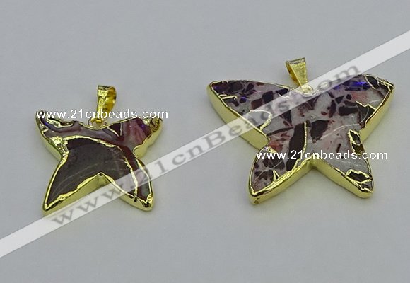 NGP6699 20*25mm - 30*40mm butterfly agate gemstone pendants