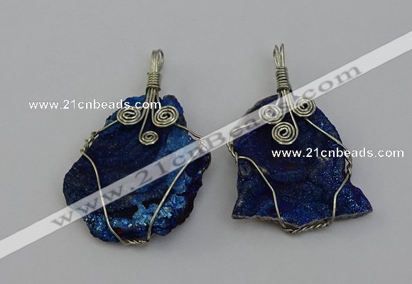 NGP6719 30*40mm - 40*55mm freeform plated druzy agate pendants