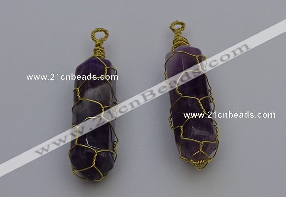 NGP6735 13*40mm sticks amethyst gemstone pendants wholesale