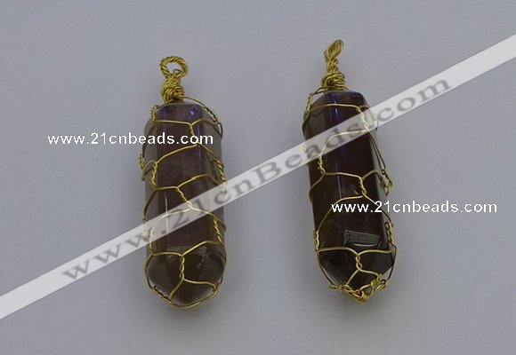 NGP6737 13*40mm sticks smoky quartz gemstone pendants wholesale