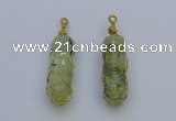 NGP6741 13*40mm sticks green rutilated quartz gemstone pendants