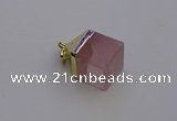 NGP6761 15*22mm cube rose quartz gemstone pendants wholesale