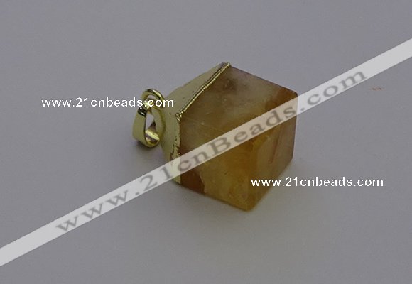 NGP6763 15*22mm cube citrine gemstone pendants wholesale