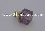 NGP6765 15*22mm cube light amethyst gemstone pendants wholesale
