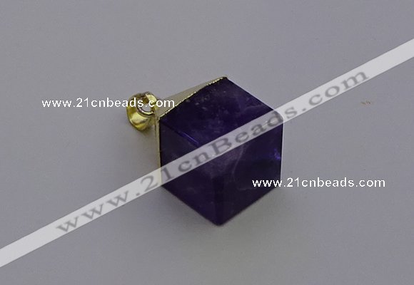 NGP6766 15*22mm cube amethyst gemstone pendants wholesale