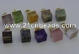 NGP6779 15*22mm cube mixed gemstone pendants wholesale