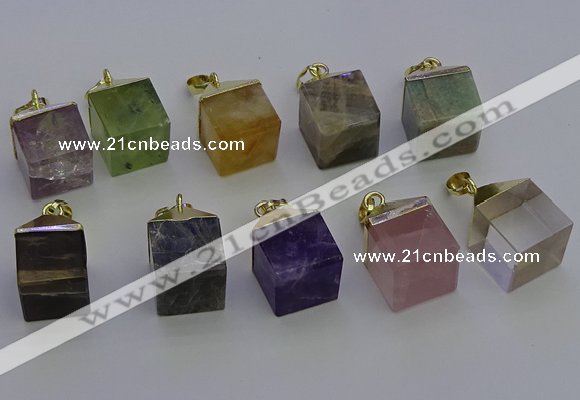 NGP6779 15*22mm cube mixed gemstone pendants wholesale